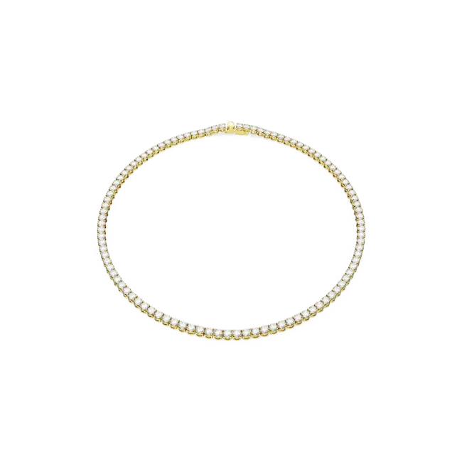 Swarovski Matrix Tennis Necklace Round Cut White Gold-Tone Plated - Bluestreak Crystals