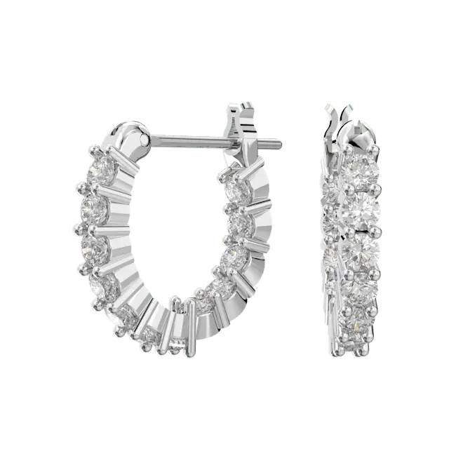 Swarovski Matrix Vittore Hoop Earrings Round Cut White Rhodium Plated - Bluestreak Crystals