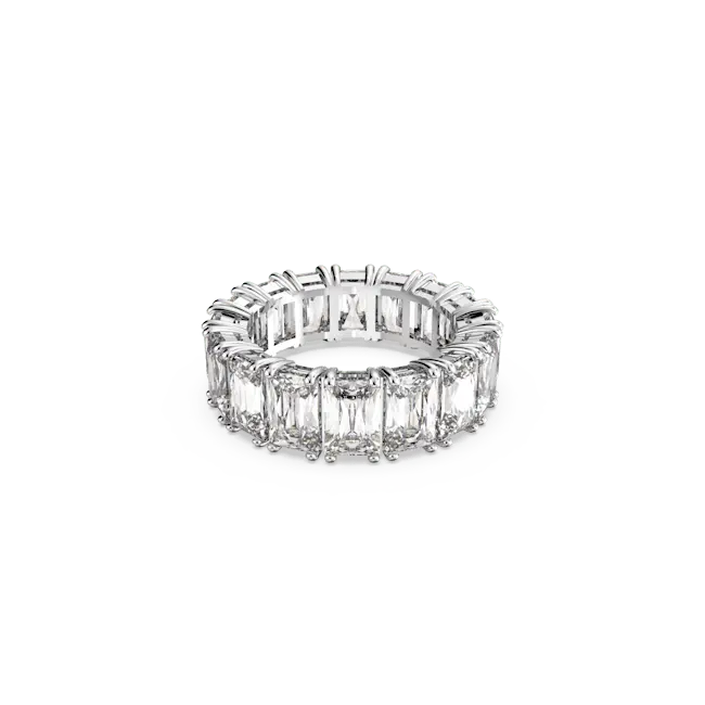 Swarovski Matrix Vittore Ring Rectangular Cut White Rhodium Plated - Bluestreak Crystals