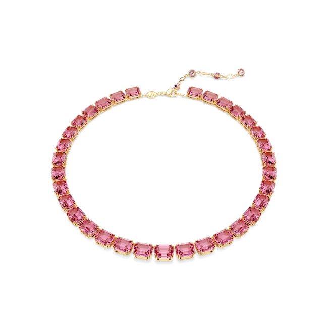 Swarovski Millenia Tennis Necklace Octagon Cut Pink Gold-Tone Plated - Bluestreak Crystals