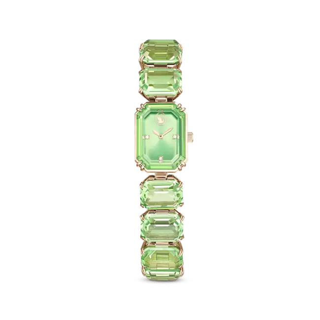 Swarovski Millenia Watch Octagon Cut Bracelet Green Champagne Gold-Tone Finish - Bluestreak Crystals