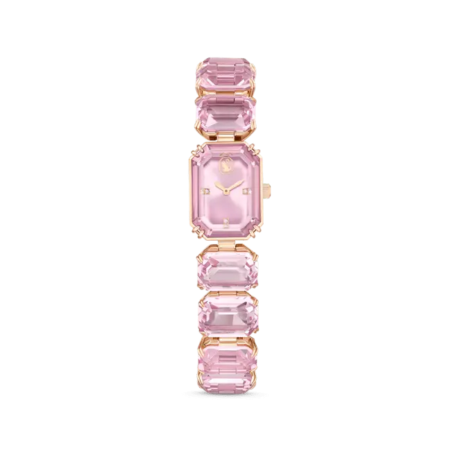 Swarovski Millenia Watch Octagon Cut Bracelet Pink Stainless Steel - Bluestreak Crystals