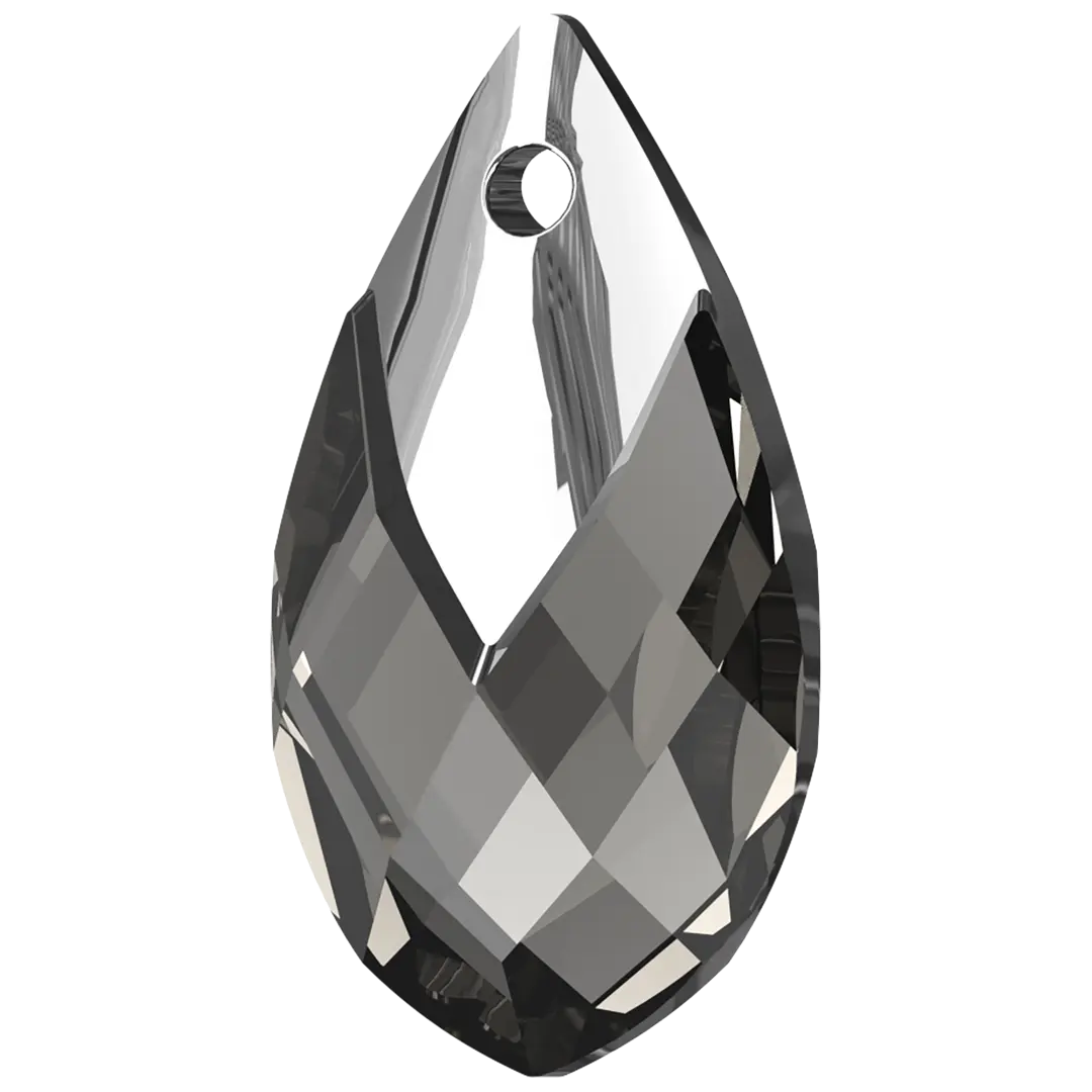 Swarovski Pendants Pear Metallic Cap (6565) Crystal Light Chrome - Bluestreak Crystals