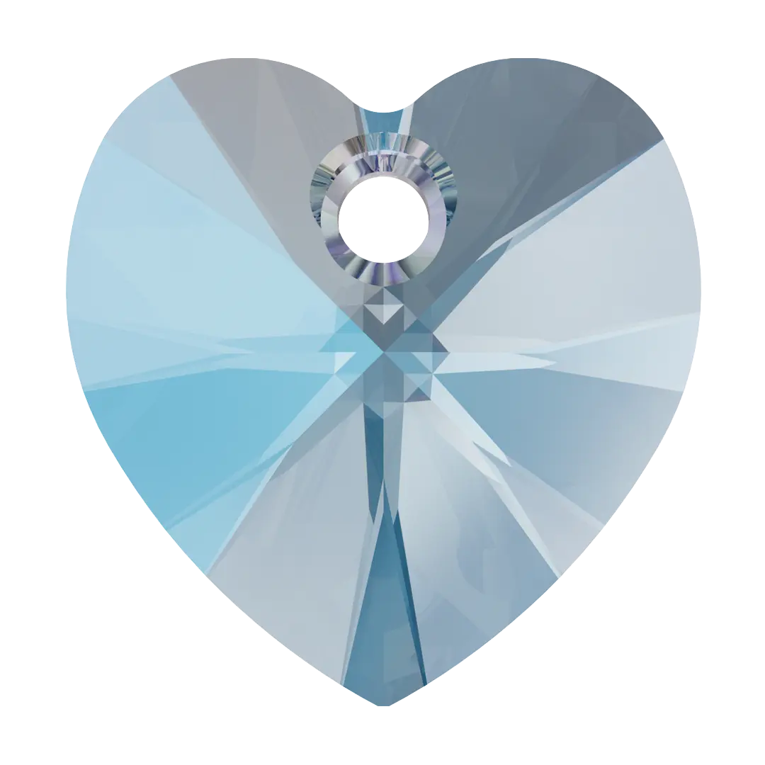 Swarovski Pendants Xilion Heart (6228) Aquamarine Shimmer - Bluestreak Crystals
