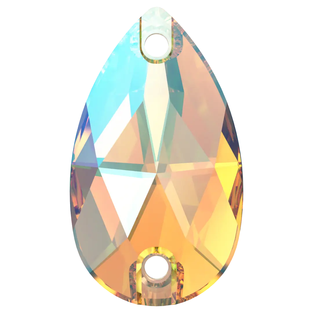 Swarovski Sew On Crystals Peardrop (3230) Light Topaz Shimmer - Bluestreak Crystals