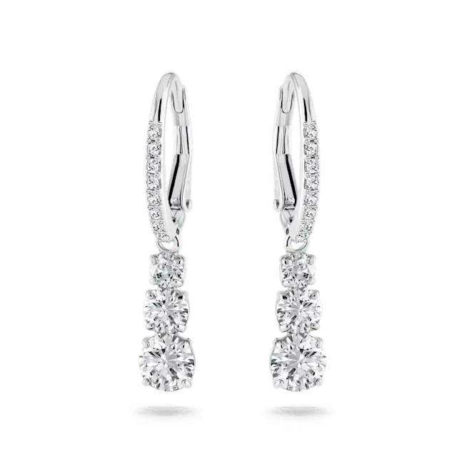 Swarovski Stilla Attract Hoop Earrings Round Cut White Rhodium Plated - Bluestreak Crystals
