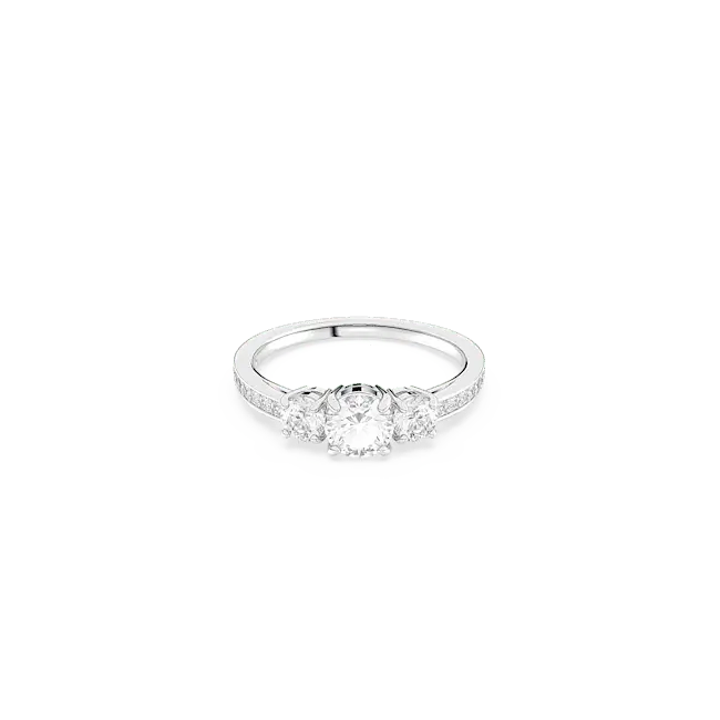 Swarovski Stilla Attract Ring Round Cut White Silver-Tone Finish - Bluestreak Crystals