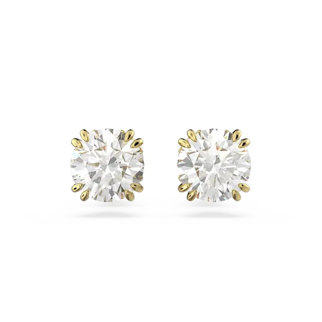 Swarovski Stilla Stud Earrings Round Cut White Gold-Tone Plated - Bluestreak Crystals
