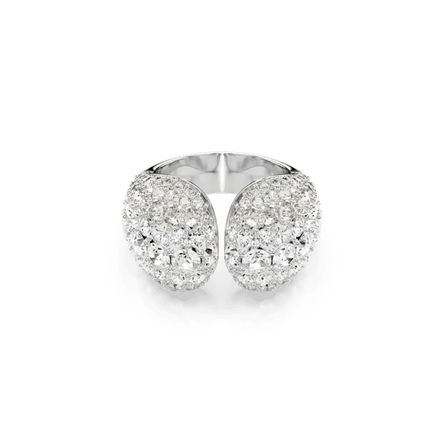Swarovski Sublima Cocktail Ring Round Cut White Rhodium Plated - Bluestreak Crystals