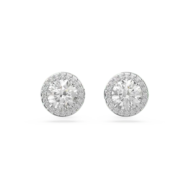 Swarovski Una Angelic Stud Earrings Round Cut Pave White Rhodium Plated - Bluestreak Crystals