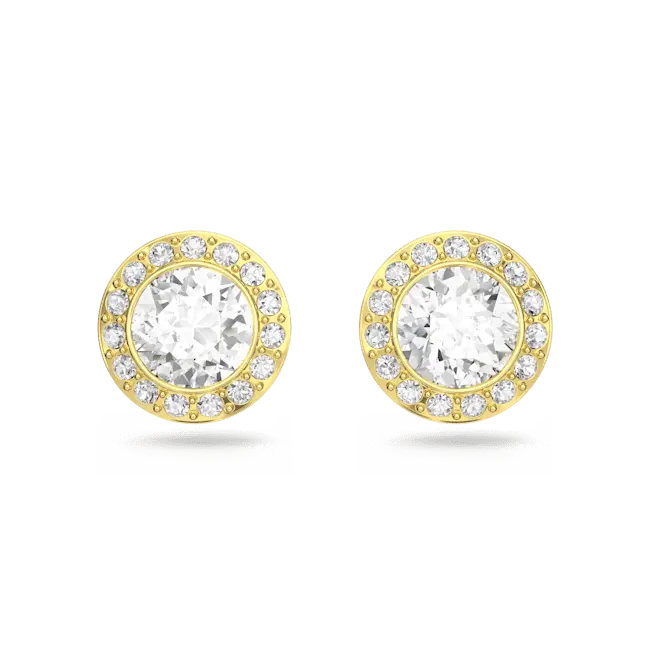 Swarovski Una Angelic Stud Earrings Round Cut White Gold-Tone Plated - Bluestreak Crystals