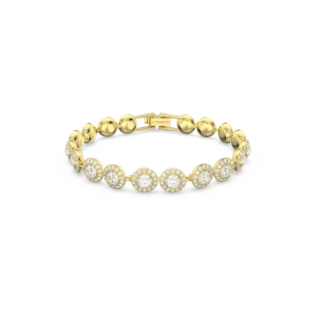 Swarovski Una Angelic Tennis Bracelet Round Cut Pave White Gold-Tone Plated - Bluestreak Crystals