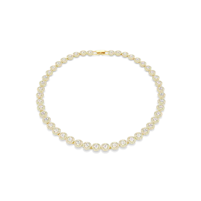 Swarovski Una Angelic Tennis Necklace Round Cut White Gold-Tone Plated - Bluestreak Crystals