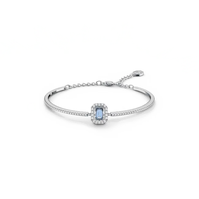 Swarovski Una Bangle Octagon Cut Pave Blue Rhodium Plated - Bluestreak Crystals