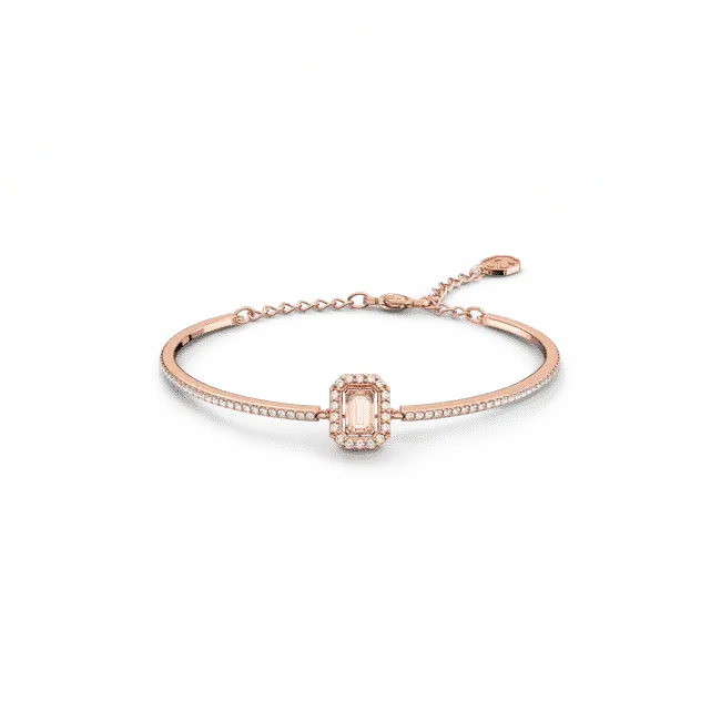 Swarovski Una Bangle Octagon Cut Pave Pink Rose Gold-Tone Plated - Bluestreak Crystals