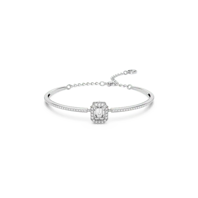 Swarovski Una Bangle Octagon Cut Pave White Rhodium Plated - Bluestreak Crystals