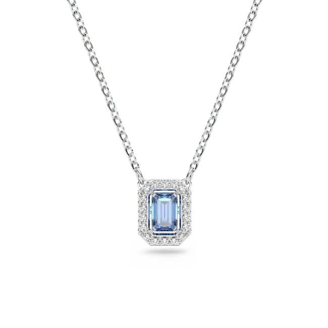 Swarovski Una Necklace Octagon Cut Pave Blue Rhodium Plated - Bluestreak Crystals