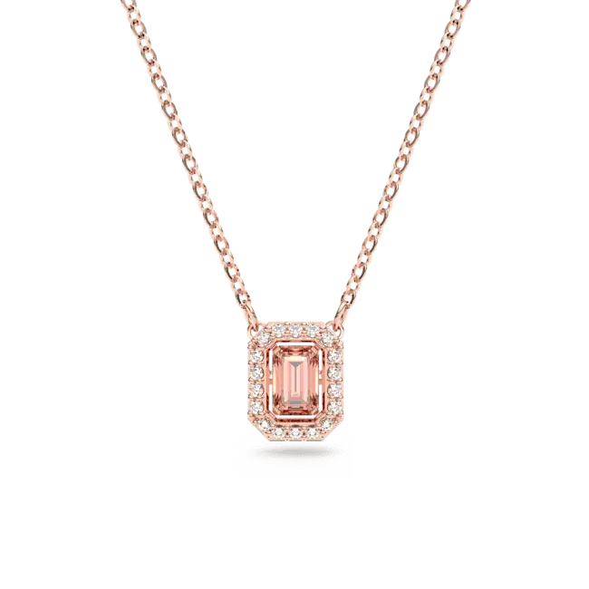 Swarovski Una Necklace Octagon Cut Pave Pink Rose Gold-Tone Plated - Bluestreak Crystals