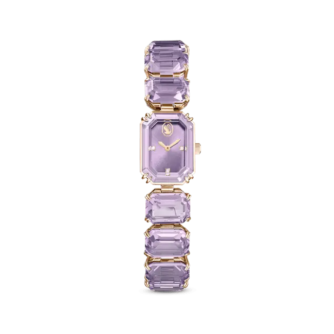 Swarovski Watch Octagon Cut Bracelet Purple Champagne Gold-Tone Finish - Bluestreak Crystals