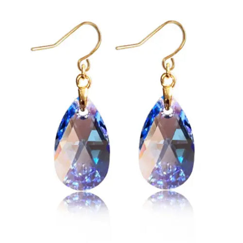 Swarovski Crystals Light Sapphire Shimmer Pear Pendant Earrings Project