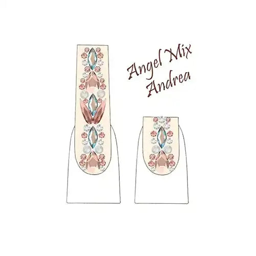 Andrea Nail Art Design With Angel Mix of Serinity Crystals