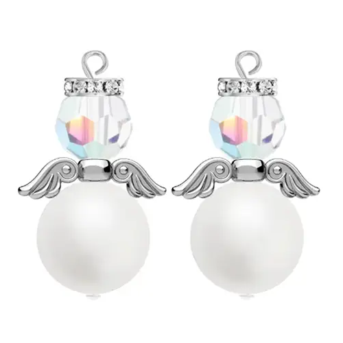 Christmas Angel Charm Earrings Project Made With Preciosa Beads & Pearls
