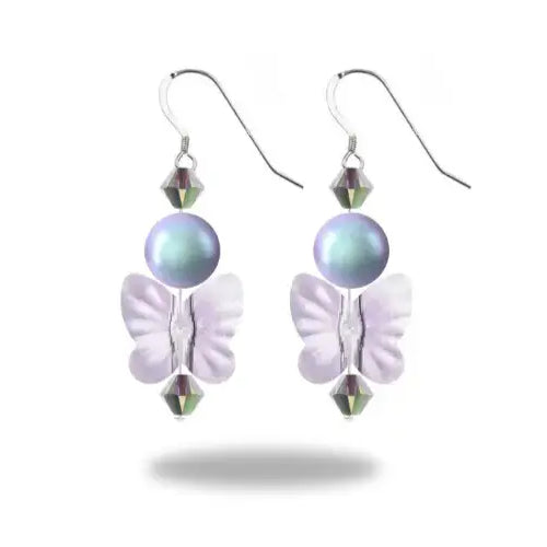 Butterfly Drop Earrings Project Made With Serinity Beads