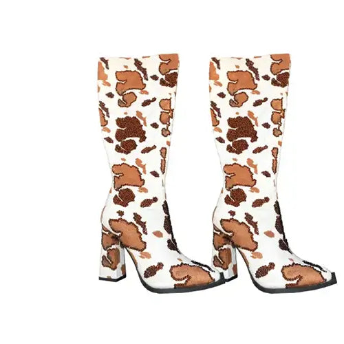 Swarovski Crystals Festival Ready Cowprint Boots Rhinestone Embellishment