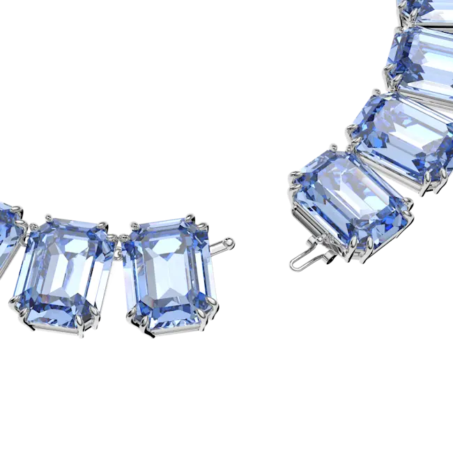 Swarovski Millenia Tennis Necklace Oversized Octagon Cut Blue Rhodium Plated