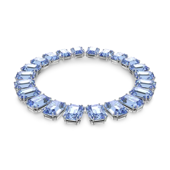 Swarovski Millenia Tennis Necklace Oversized Octagon Cut Blue Rhodium Plated