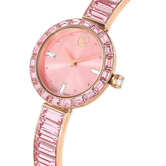 Swarovski Matrix Bangle Watch Swiss Made Pink Bracelet Rose-Gold Tone