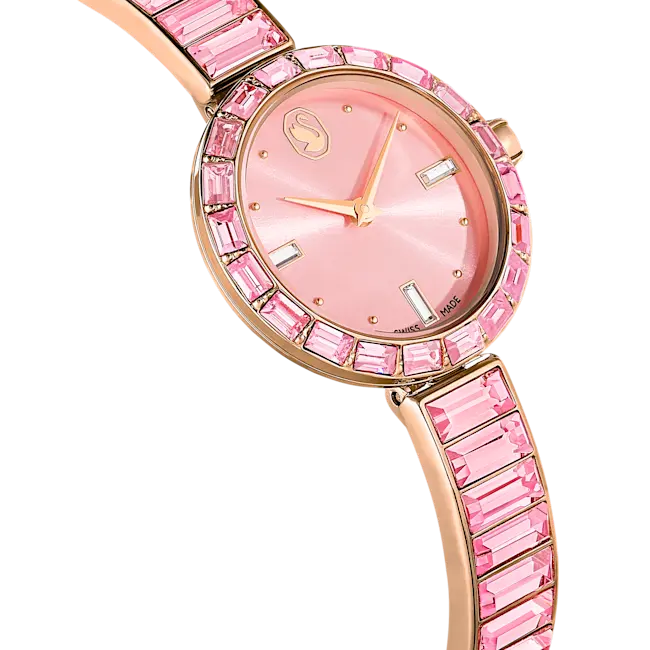 Swarovski Matrix Bangle Watch Swiss Made Pink Bracelet Rose-Gold Tone