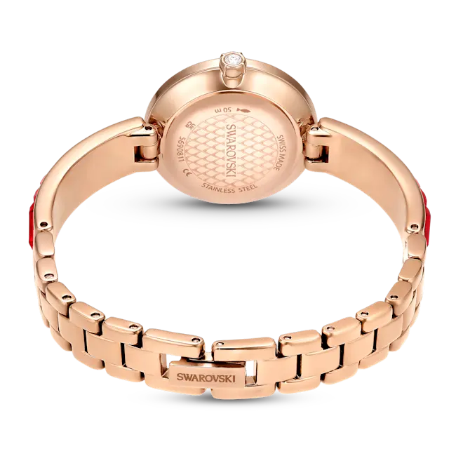Swarovski Matrix Bangle Watch Swiss Made Red Bracelet Rose-Gold Tone