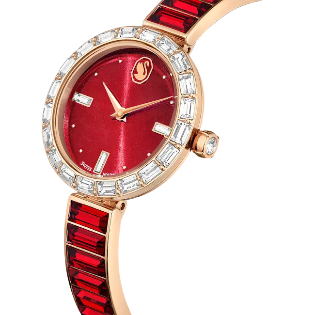 Swarovski Matrix Bangle Watch Swiss Made Red Bracelet Rose-Gold Tone