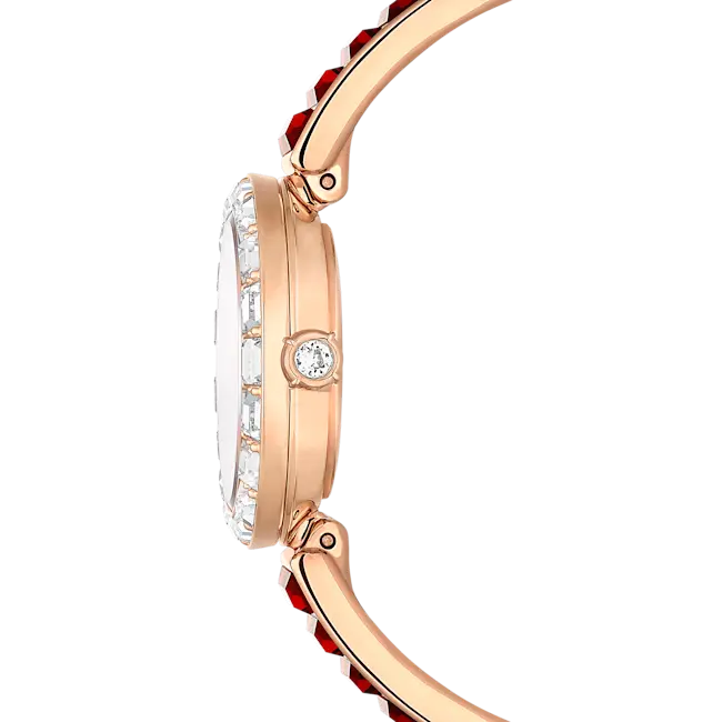 Swarovski Matrix Bangle Watch Swiss Made Red Bracelet Rose-Gold Tone