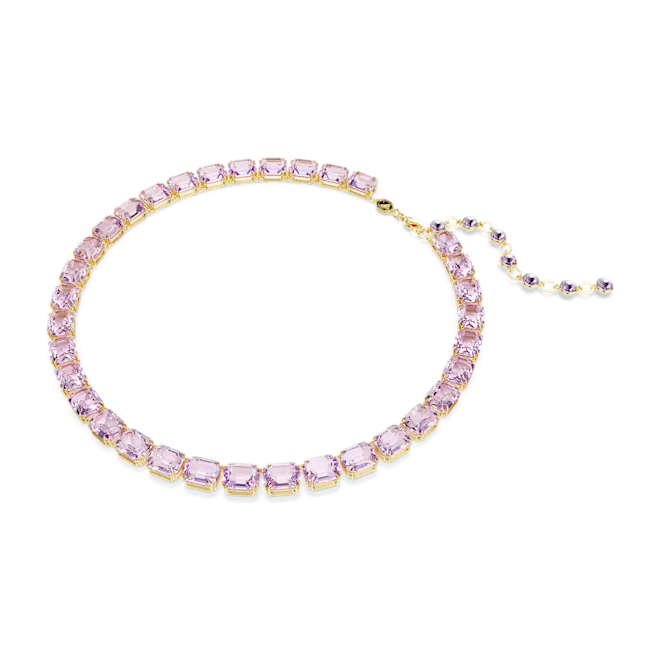 Swarovski Millenia Tennis Necklace Octagon Cut Purple Gold-Tone Plated