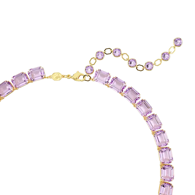 Swarovski Millenia Tennis Necklace Octagon Cut Purple Gold-Tone Plated