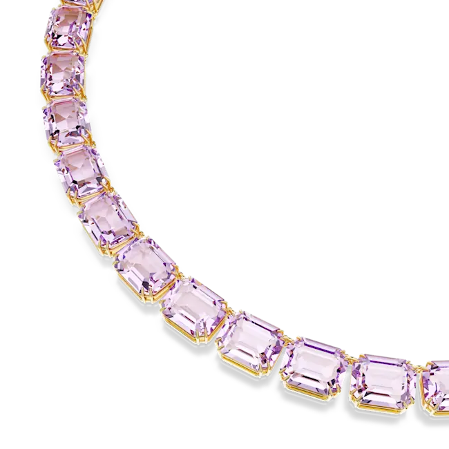 Swarovski Millenia Tennis Necklace Octagon Cut Purple Gold-Tone Plated