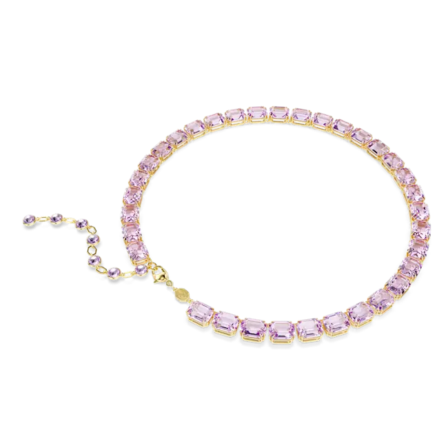 Swarovski Millenia Tennis Necklace Octagon Cut Purple Gold-Tone Plated