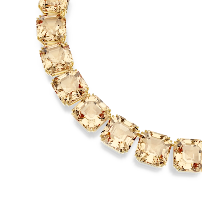 Swarovski Millenia Tennis Necklace Octagon Cut Caramel Gold-Tone Plated