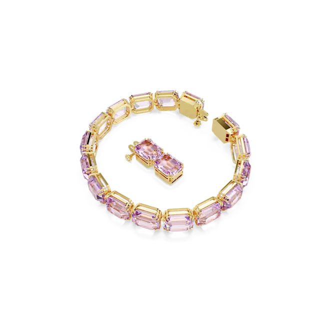 Swarovski Millenia Tennis Bracelet Octagon Cut Purple Gold-Tone Plated