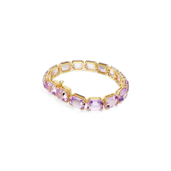 Swarovski Millenia Tennis Bracelet Octagon Cut Purple Gold-Tone Plated
