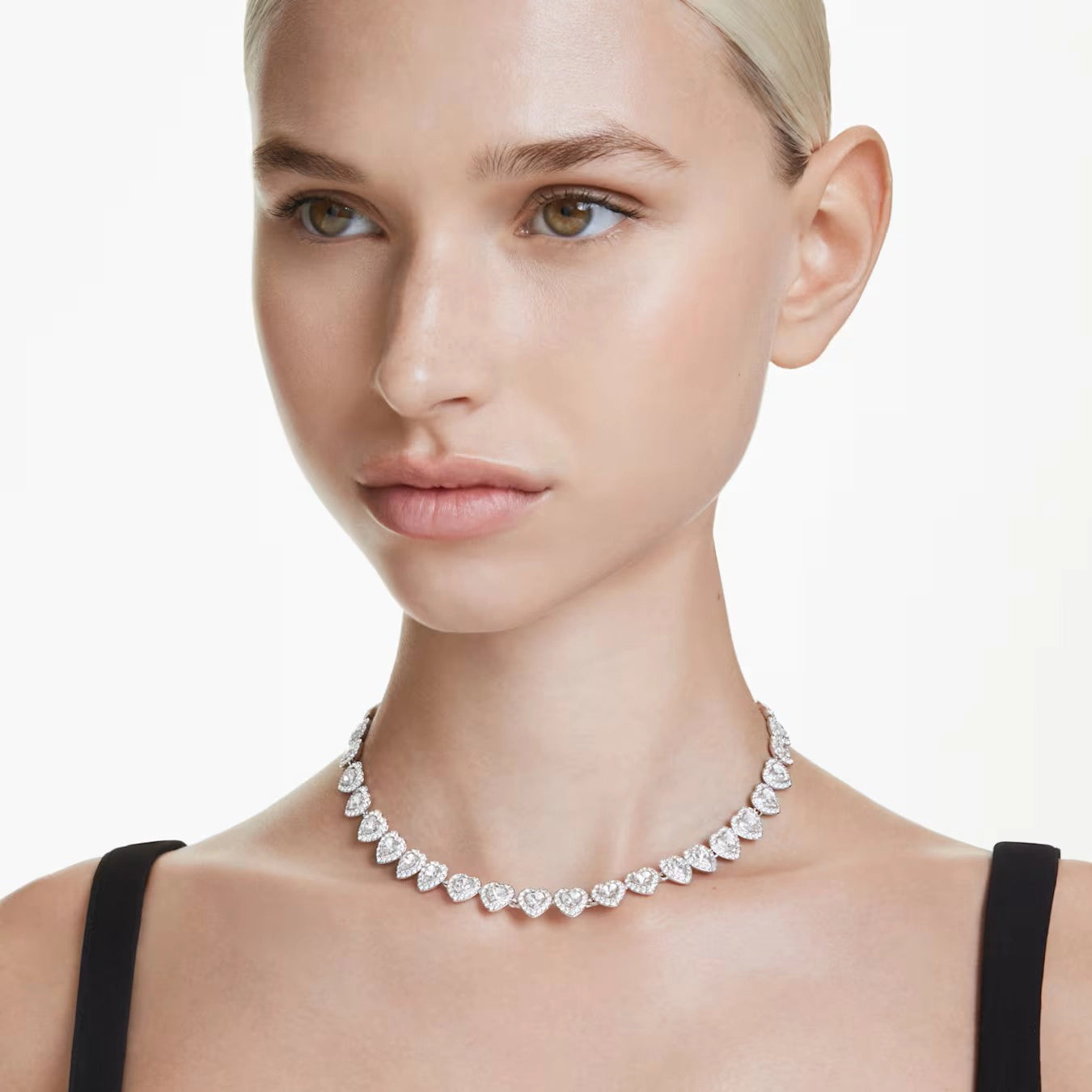 Ariana Grande x Swarovski Tennis Necklace Mixed Cuts Heart White Rhodium Plated