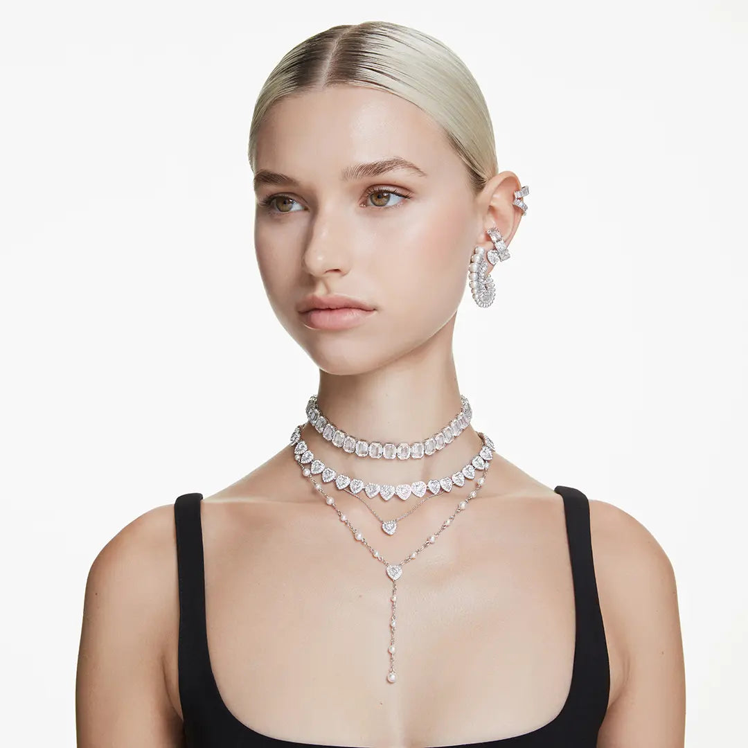 Ariana Grande x Swarovski Stud Earrings Mixed Cuts Heart White Rhodium Plated