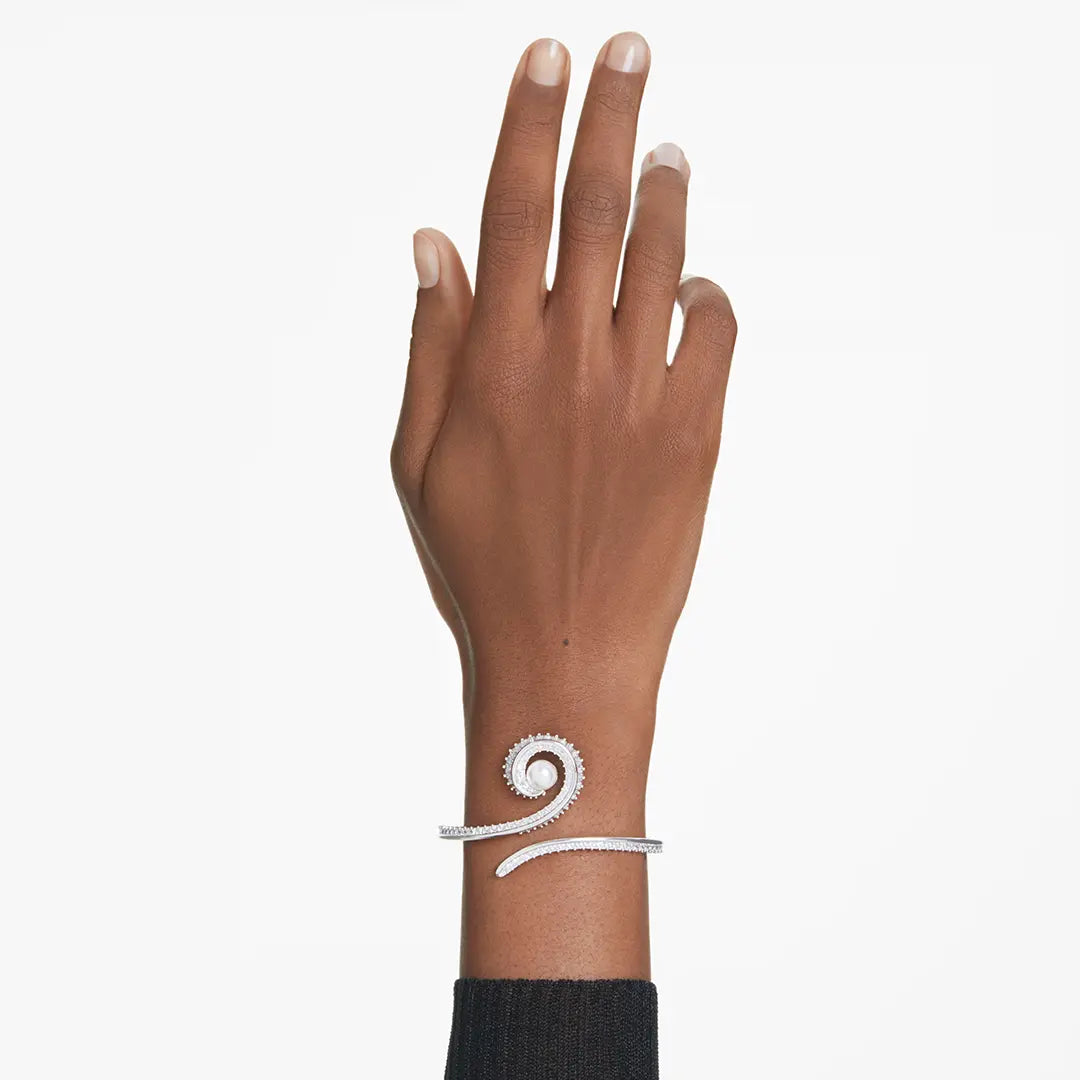 Ariana Grande x Swarovski Bangle Crystal Pearl Baguette Cut White Rhodium Plated