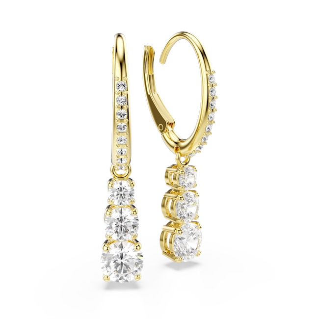 Swarovski Stilla Attract Hoop Earrings Round Cut White Gold-Tone Plated