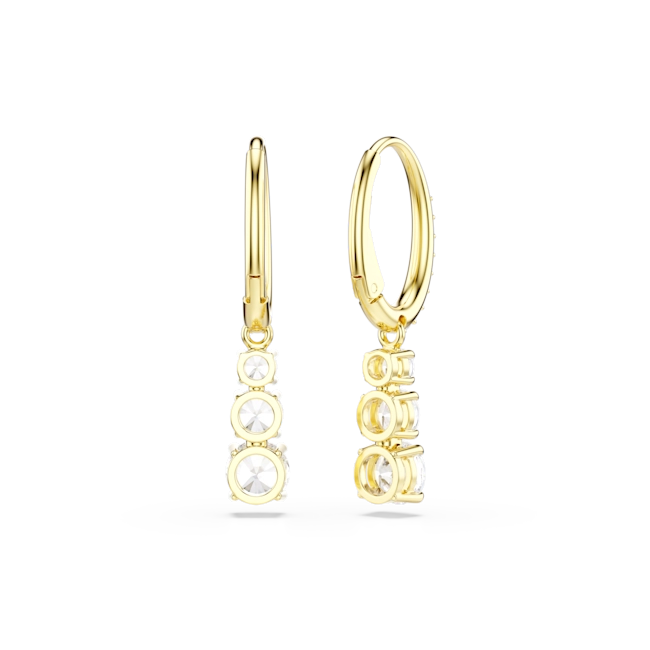 Swarovski Stilla Attract Hoop Earrings Round Cut White Gold-Tone Plated
