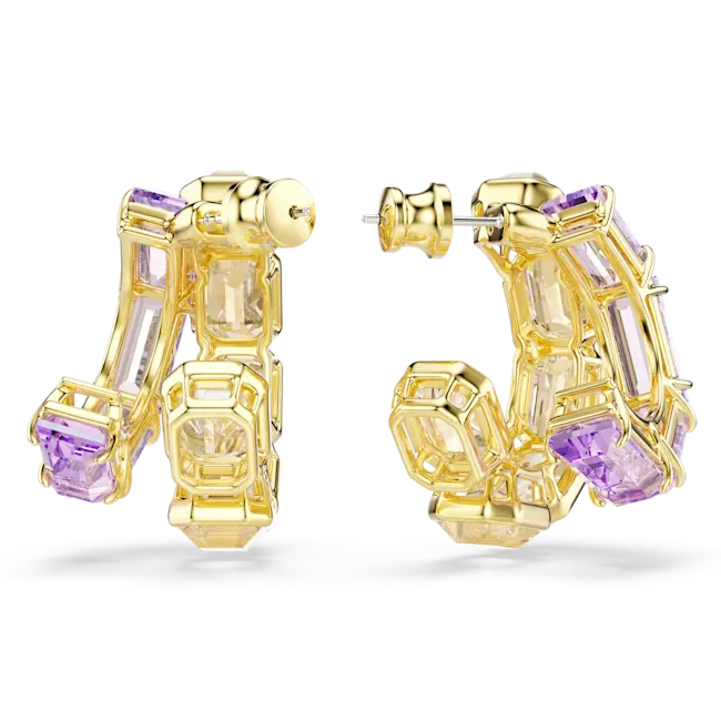 Swarovski Millenia Hoop Earrings Mixed Cuts Multicolored Gold-Tone Plated