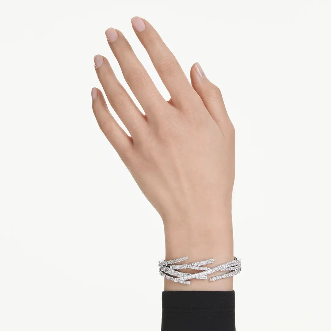 Swarovski Matrix Bangle Mixed Cuts White Rhodium Plated