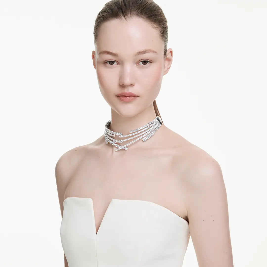 Swarovski Matrix Choker Mixed Cuts White Rhodium Plated